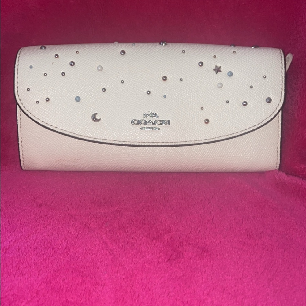 Coach Cream Embellished Wallet
